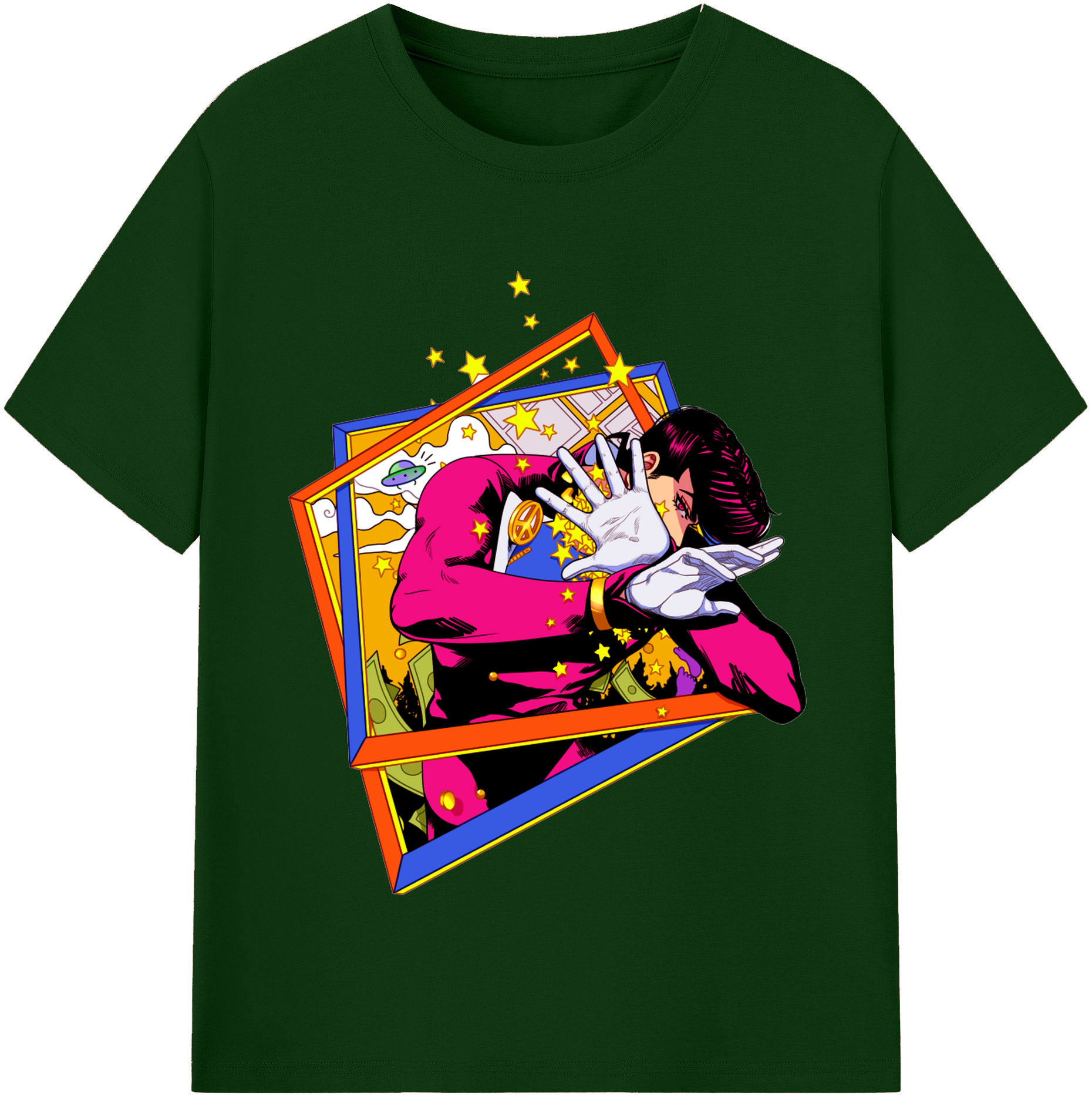 （画像用） ジョジョの奇妙な冒険 ひがしかた じょうすけ JoJo's Bizarre Adventure Higashikata Josuke 綿100％半袖Tシャツ（フロントプリント）